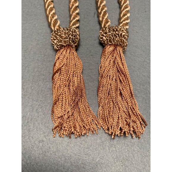Vintage Brown Tassel Curtain Tiebacks 13" Long St of 2 Elegant Home Decor - Picture 8 of 12